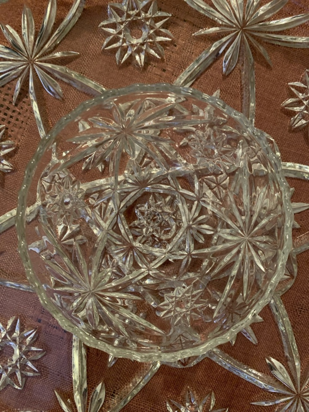 (2) VTG Star Of David Large 13” Cake Plate. & Matching 5” X 3” Dip/Sauce Bowl